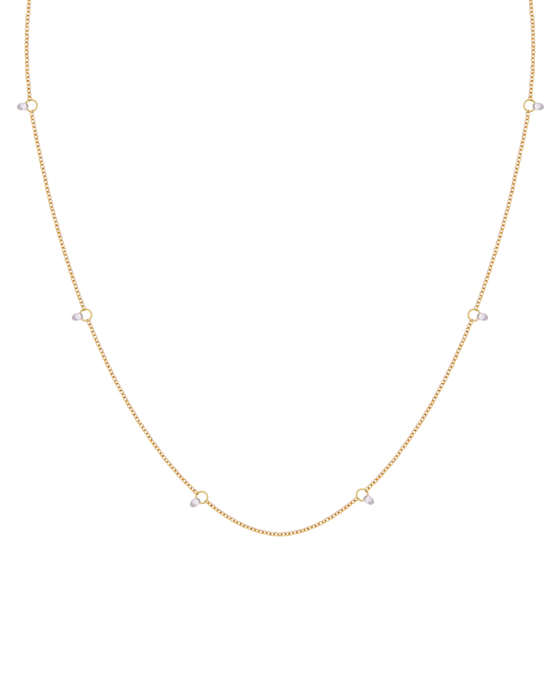 Un Filo Di Luce Briolette 6 White Diamonds Necklace