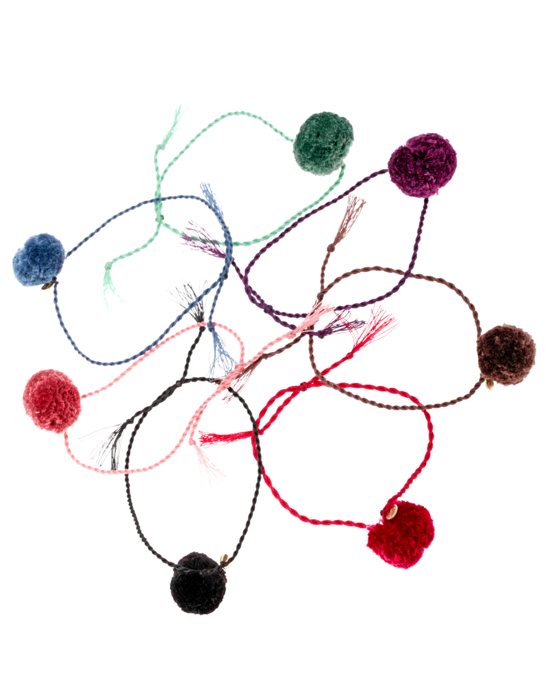 Bracelet Pon Pon vert sombre