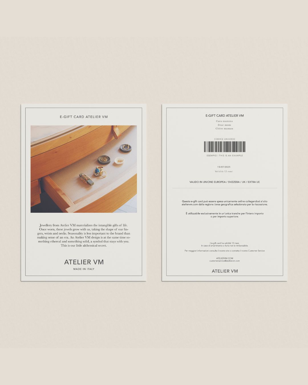 E-GIFT CARD ATELIER VM